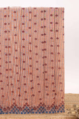 Candy peach striped floral butta design chirala cotton saree with self border and contrast blouse
