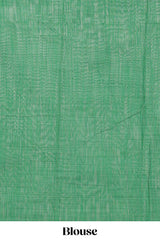 Candy peach striped floral butta design chirala cotton saree with self border and contrast blouse
