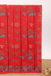 Red floral motifs design chirala cotton saree with self border and floral vine design pallu