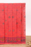 Pink floral motifs design chirala cotton saree with self border and matching blouse