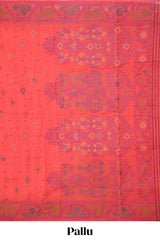 Pink floral motifs design chirala cotton saree with self border and matching blouse