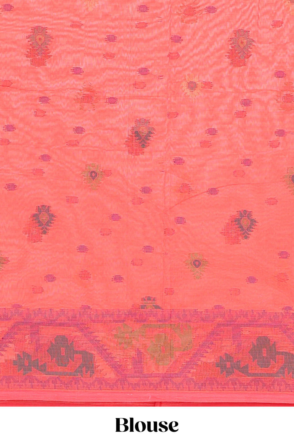 Pink floral motifs design chirala cotton saree with self border and matching blouse