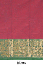 Maroon butta chettinad cotton saree with contrast zari border and matching blouse