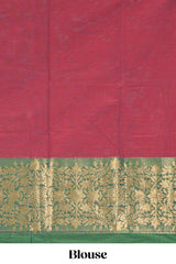 Maroon butta chettinad cotton saree with contrast zari border and matching blouse