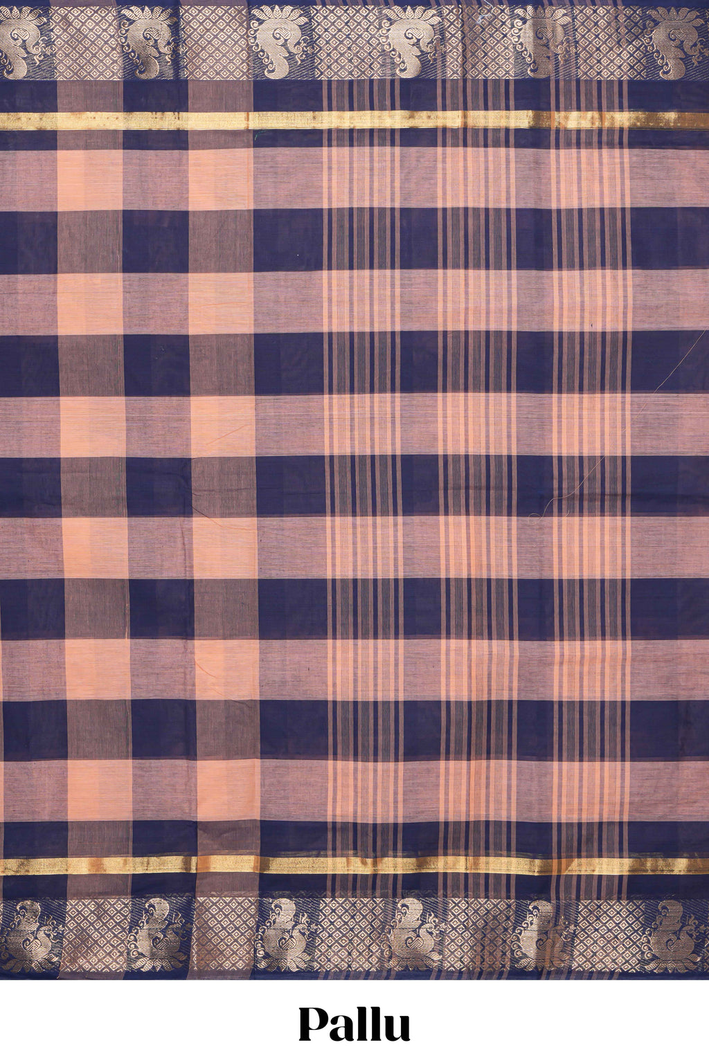 Multi color checked chettinad cotton saree with birds zari design self border and matching pallu