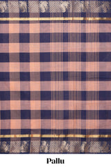 Multi color checked chettinad cotton saree with birds zari design self border and matching pallu