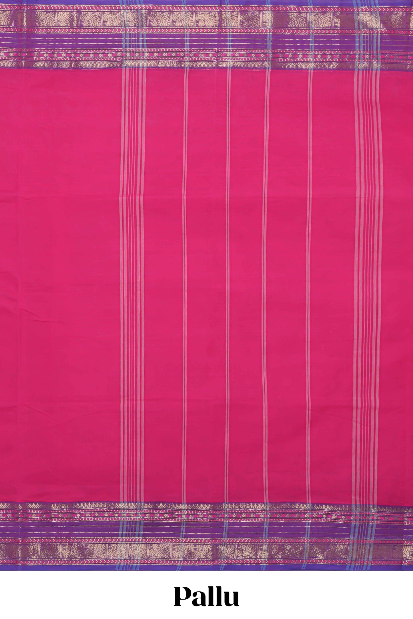Pink plain chettinad cotton saree with contrast zari border and matching striped pallu