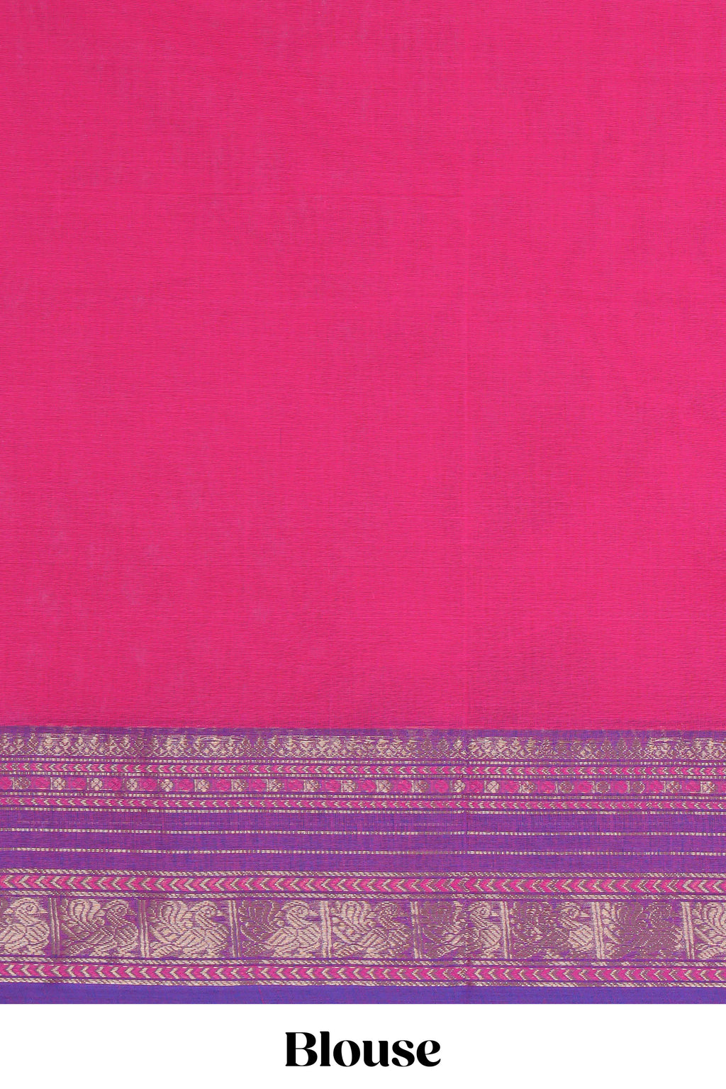 Pink plain chettinad cotton saree with contrast zari border and matching striped pallu