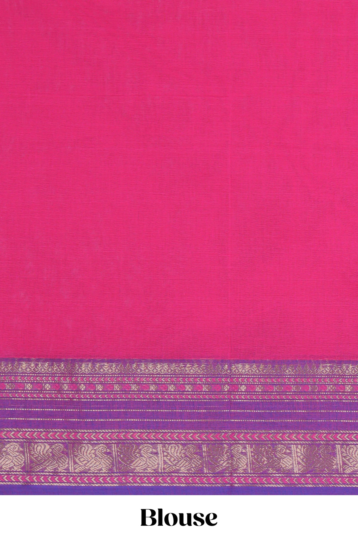 Pink plain chettinad cotton saree with contrast zari border and matching striped pallu