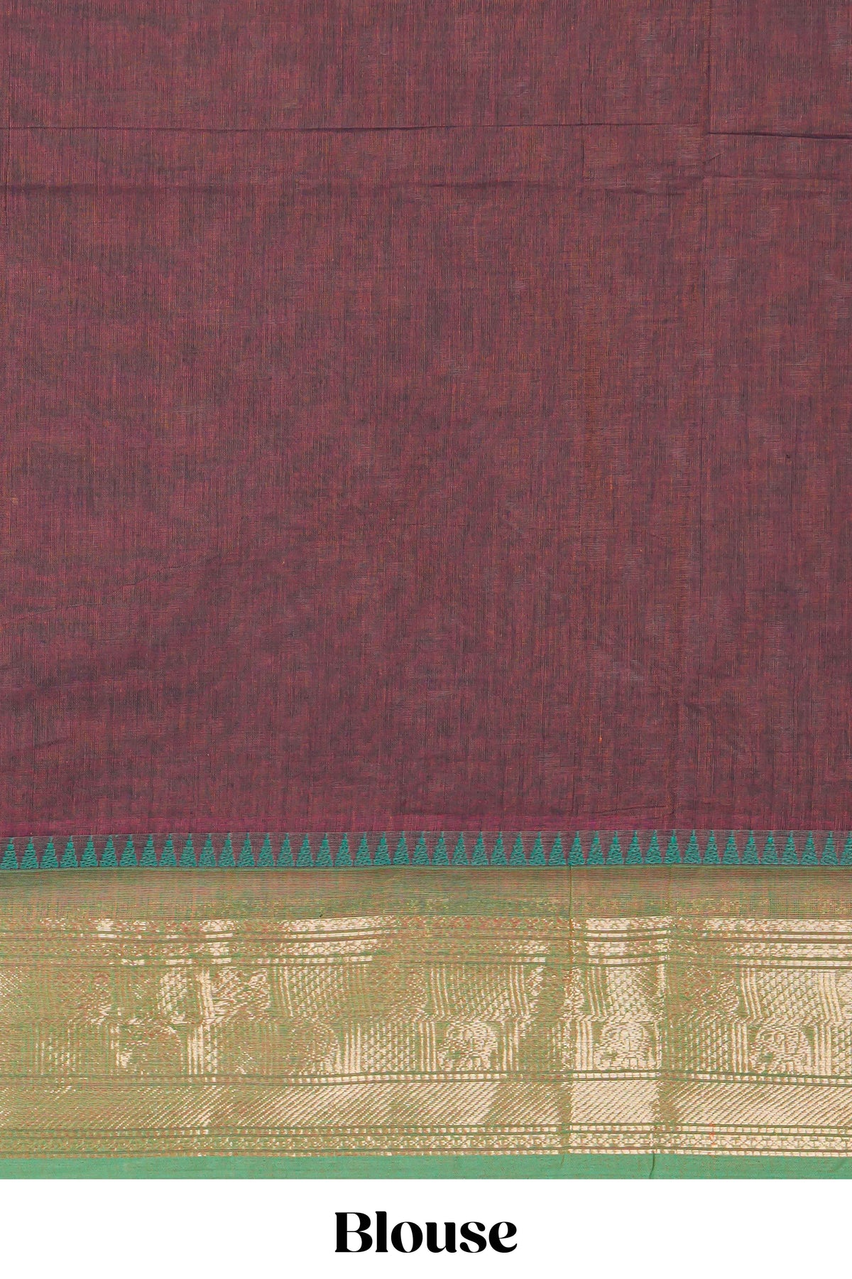 Brown thread motifs chettinad cotton saree with contrast zari border and matching striped pallu
