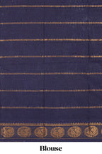 Violet zari striped sungudi cotton saree with contrast elephant border and pallu