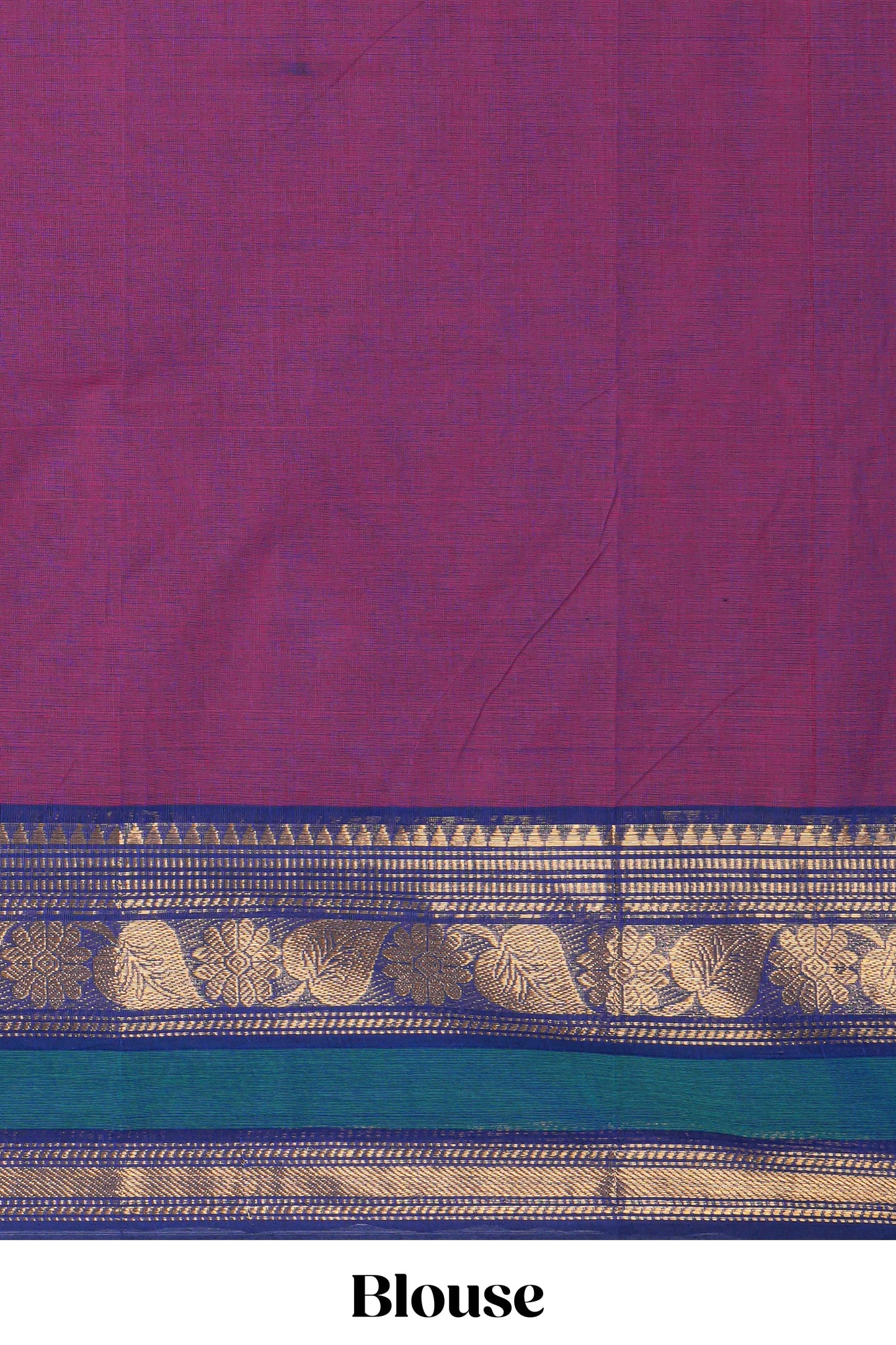 Purple plain chettinad cotton saree with contrast zari border and matching pallu