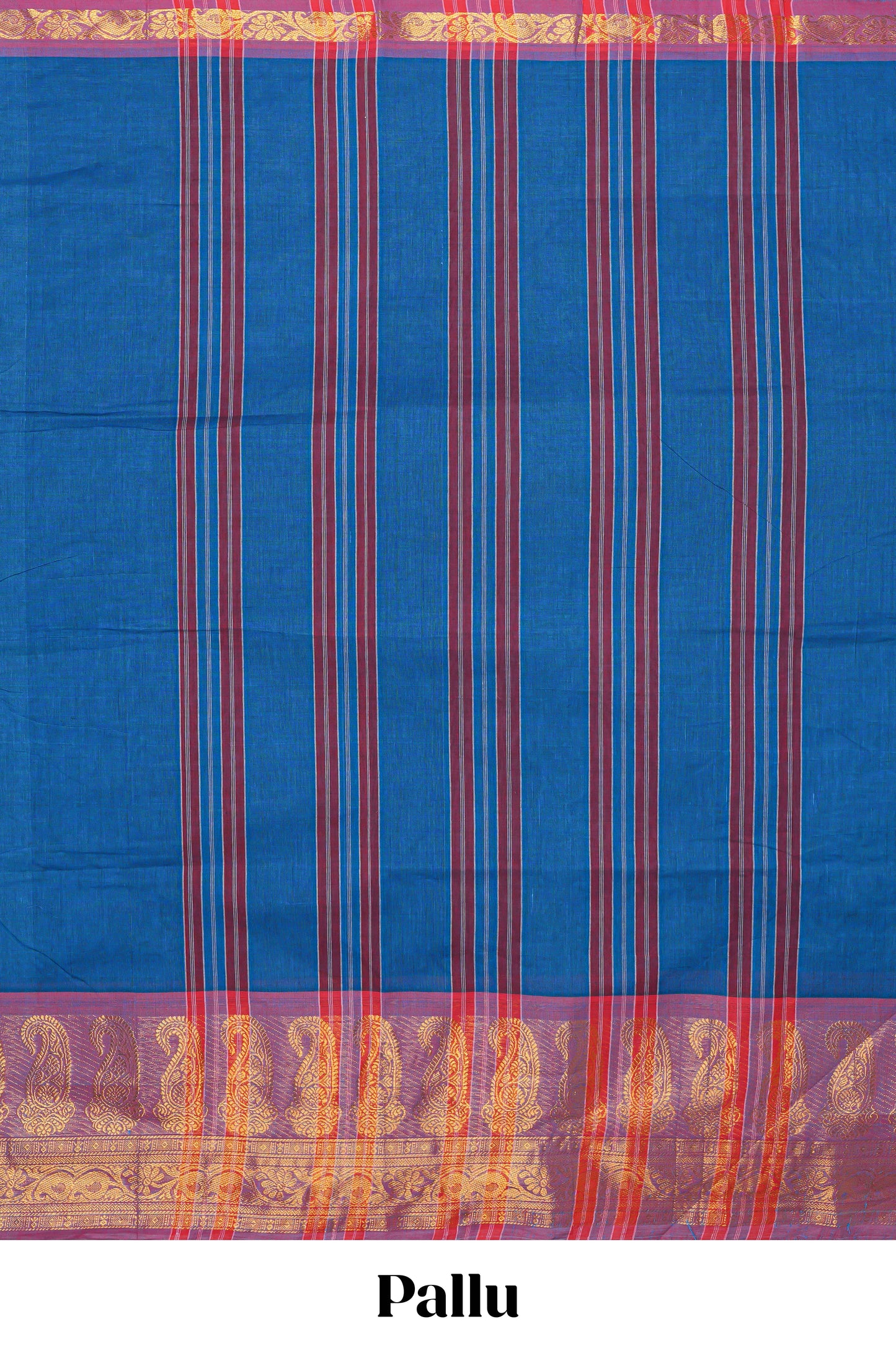 Blue plain chettinad cotton saree with contrast zari border and matching blouse