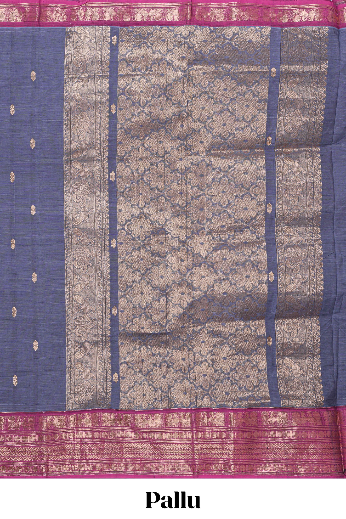 Blue plain chettinad cotton saree with contrast zari border and matching blouse