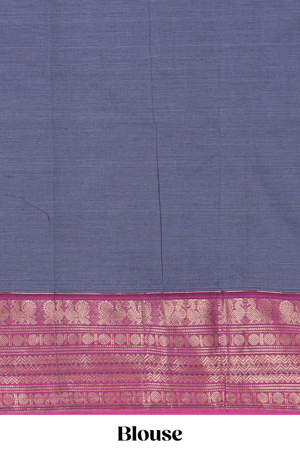 Blue plain chettinad cotton saree with contrast zari border and matching blouse