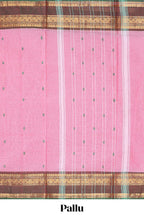Pink butta chettinad cotton saree with contrast zari border and matching blouse