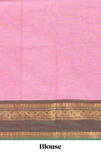 Pink butta chettinad cotton saree with contrast zari border and matching blouse