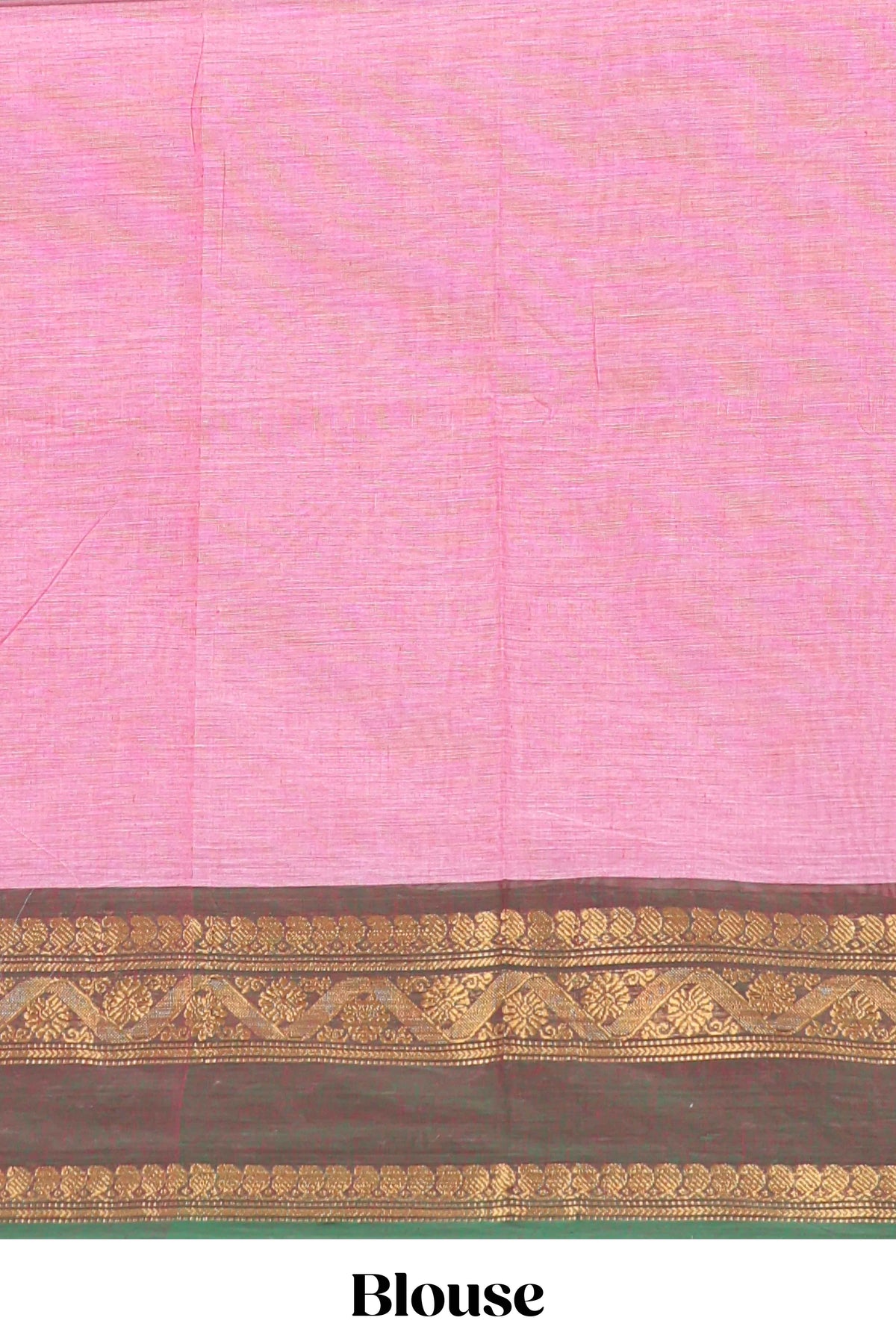 Pink butta chettinad cotton saree with contrast zari border and matching blouse