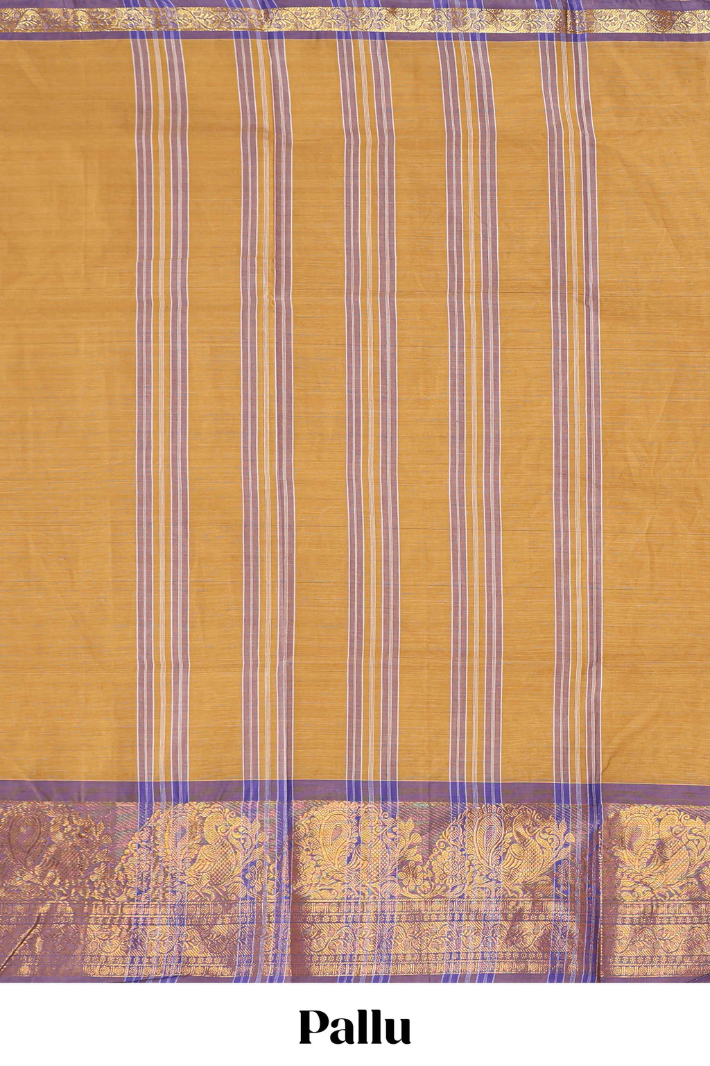 Mustard plain chettinad cotton saree with contrast zari border and matching blouse