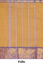 Mustard plain chettinad cotton saree with contrast zari border and matching blouse