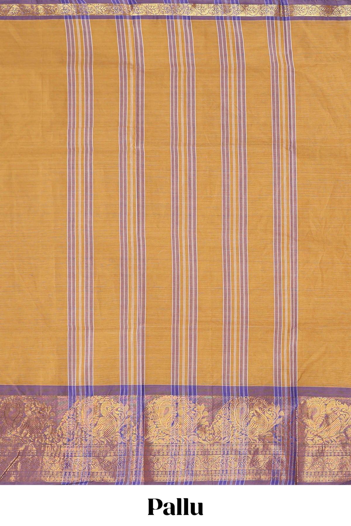 Mustard plain chettinad cotton saree with contrast zari border and matching blouse