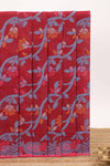 Maroon floral vine design chettinad cotton saree with self design border and matching pallu