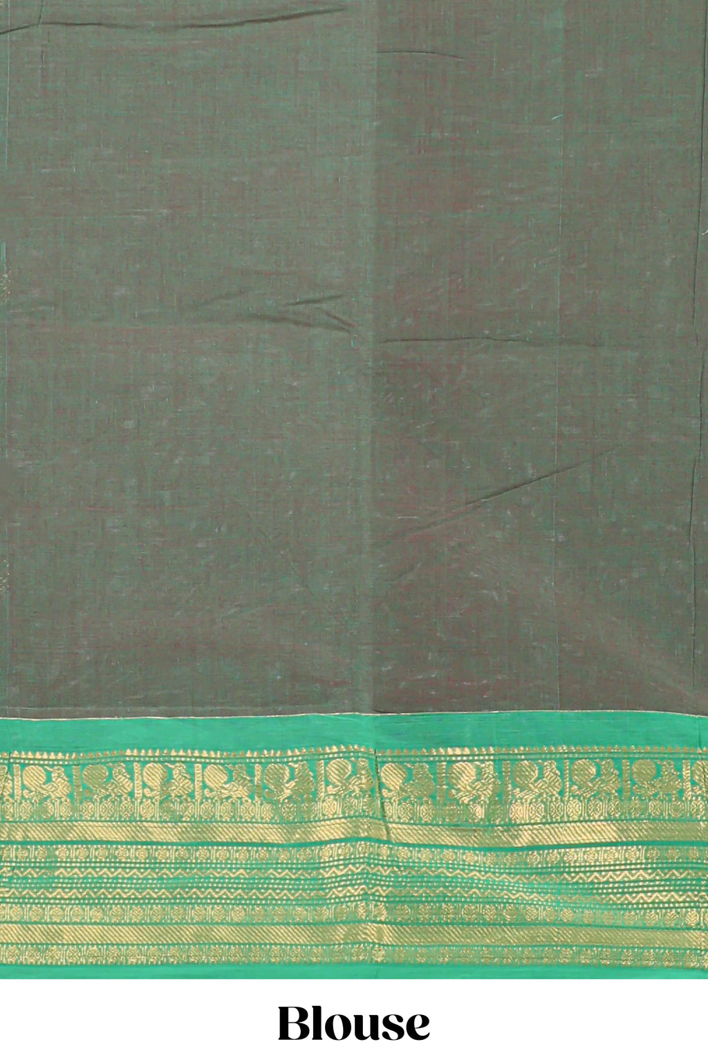 Green butta chettinad cotton saree with contrast zari border and matching blouse