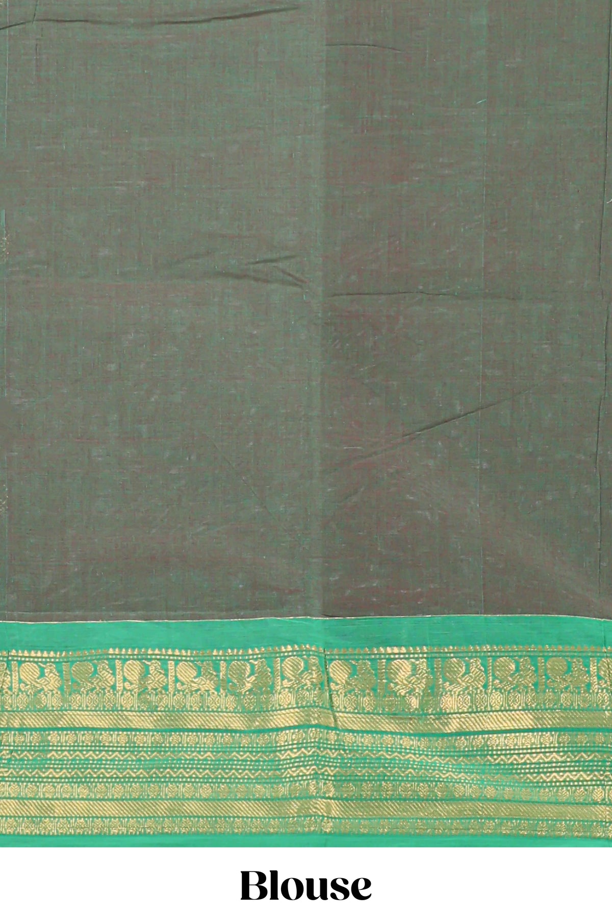 Green butta chettinad cotton saree with contrast zari border and matching blouse