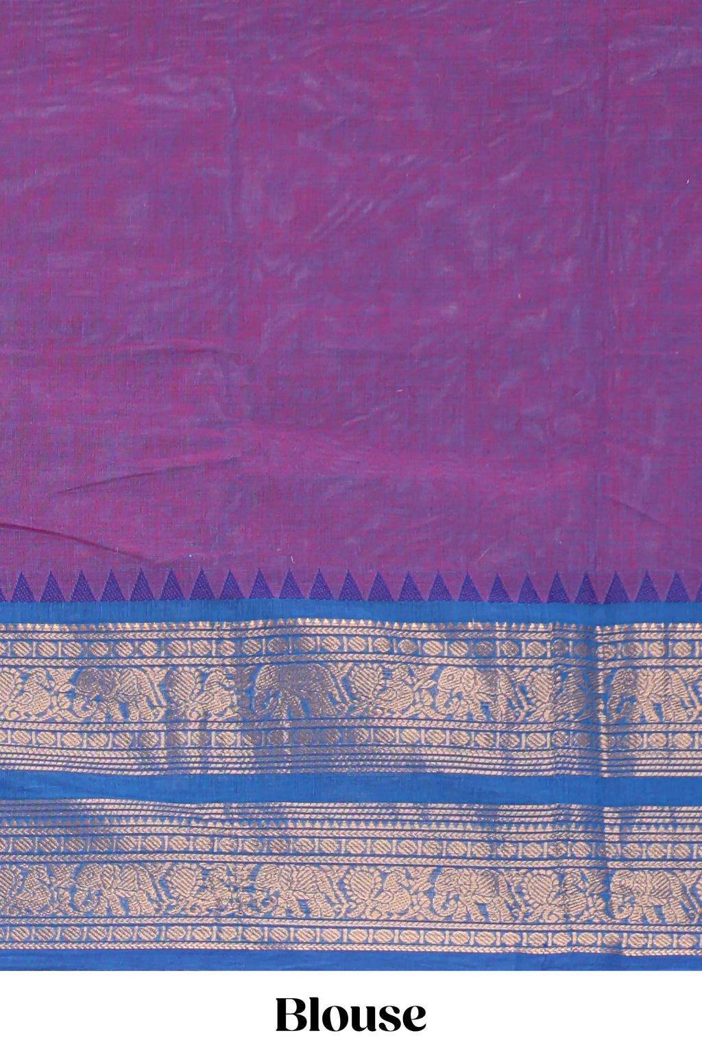 Purple plain chettinad cotton saree with contrast zari border and matching blouse