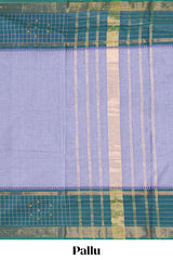 Lavender plain chettinad cotton saree with contrast checked border and matching blouse