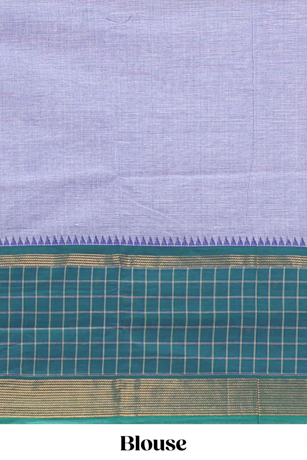 Lavender plain chettinad cotton saree with contrast checked border and matching blouse