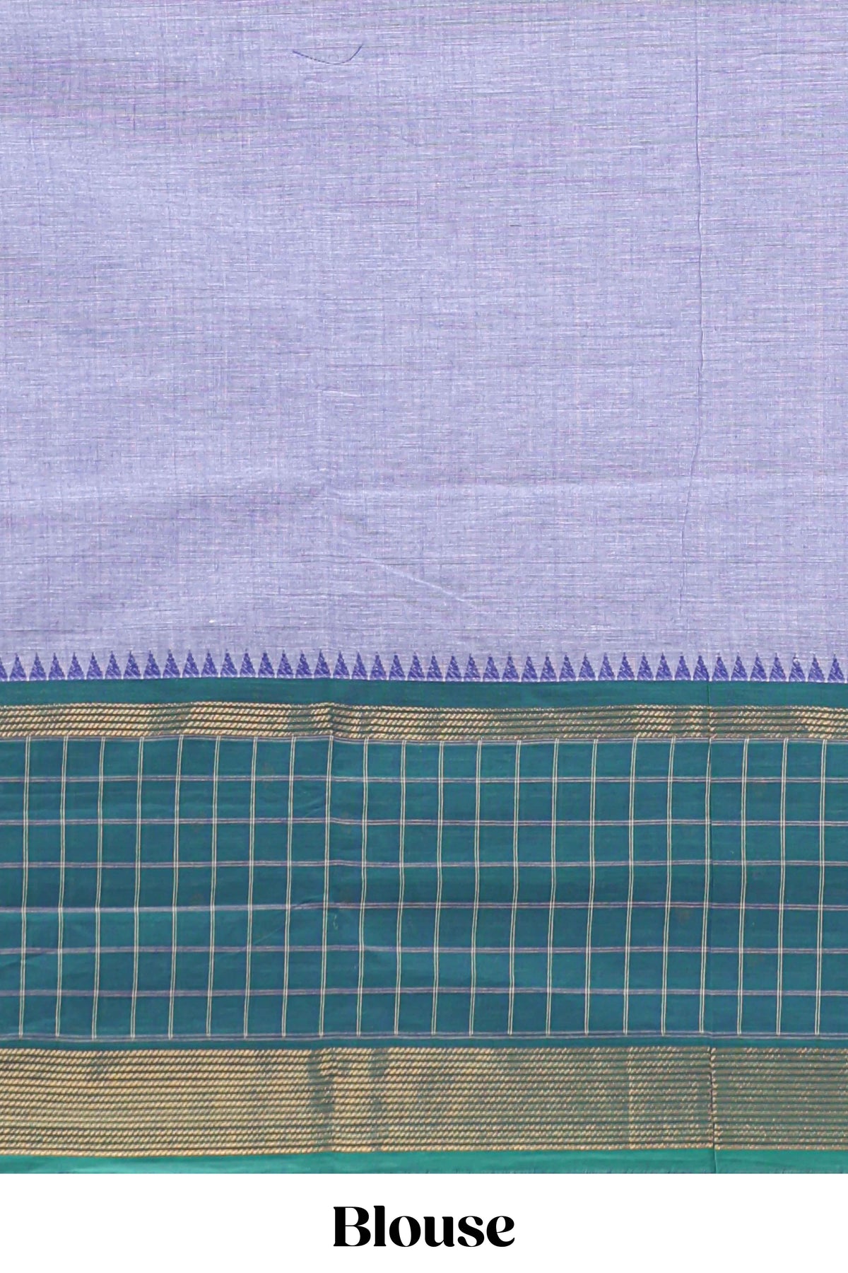 Lavender plain chettinad cotton saree with contrast checked border and matching blouse