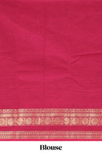 Maroon plain chettinad cotton saree with self zari border and matching blouse