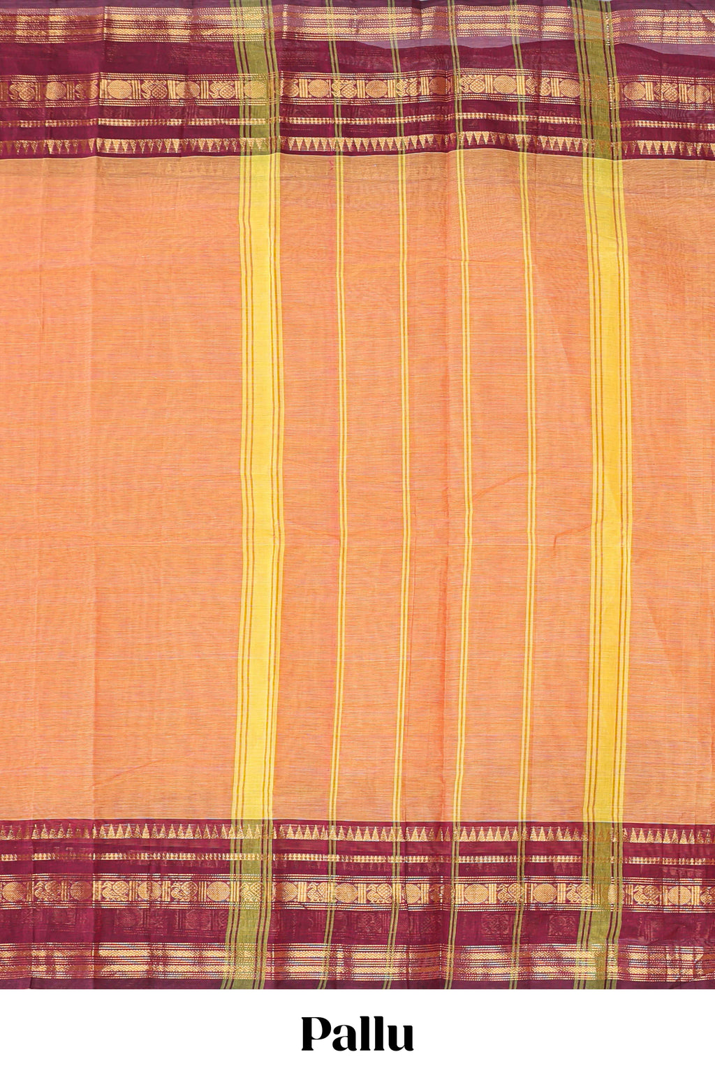 Orange plain chettinad cotton saree with contrast zari border and matching blouse
