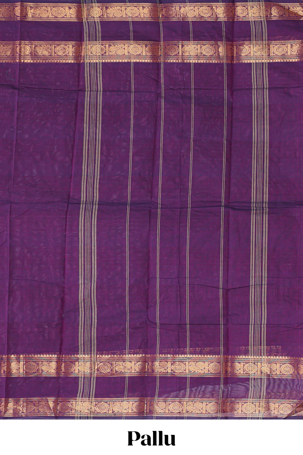 Plum purple plain chettinad cotton saree with contrast zari border and matching blouse