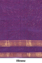 Plum purple plain chettinad cotton saree with contrast zari border and matching blouse