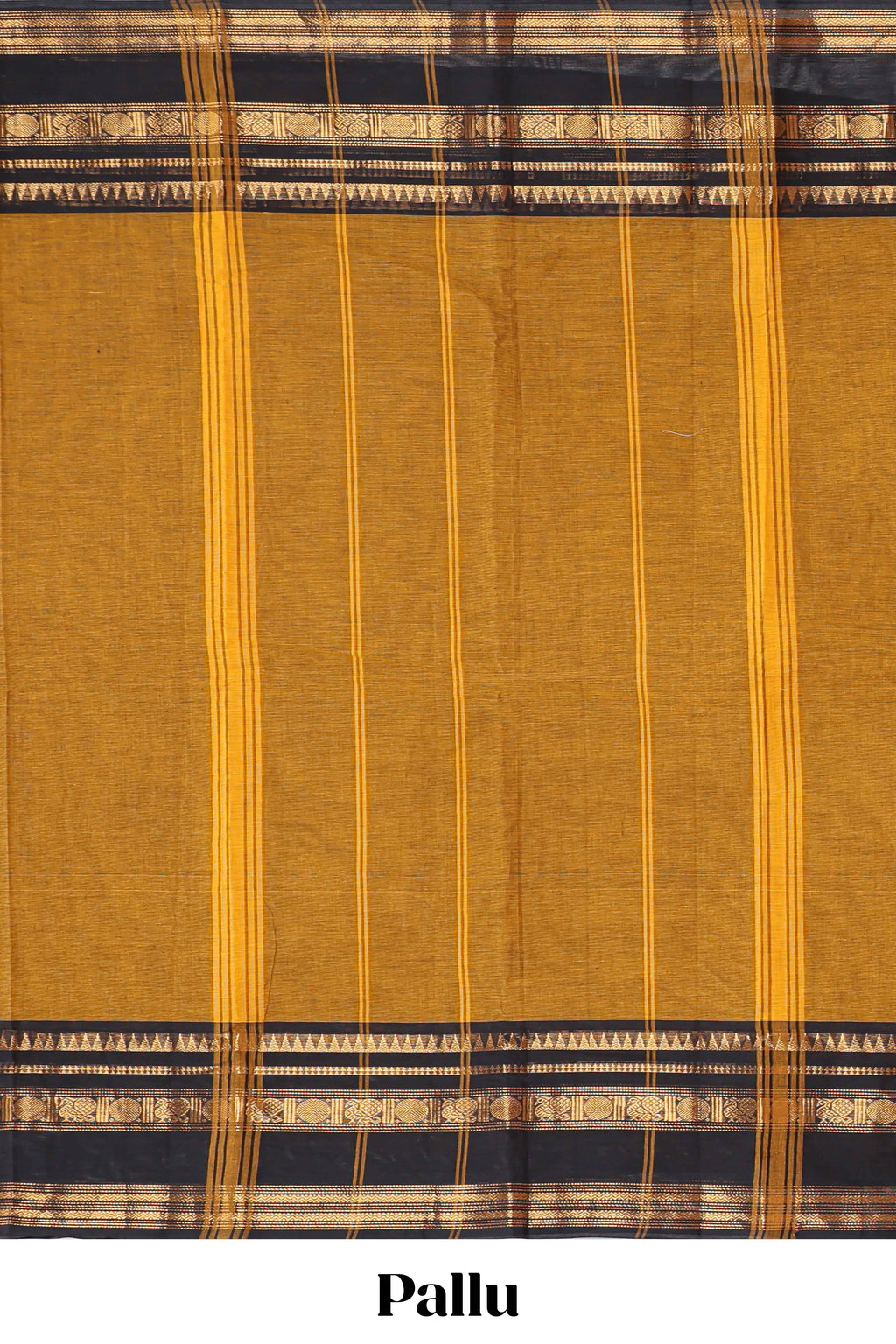 Mustard plain chettinad cotton saree with contrast zari border and matching blouse