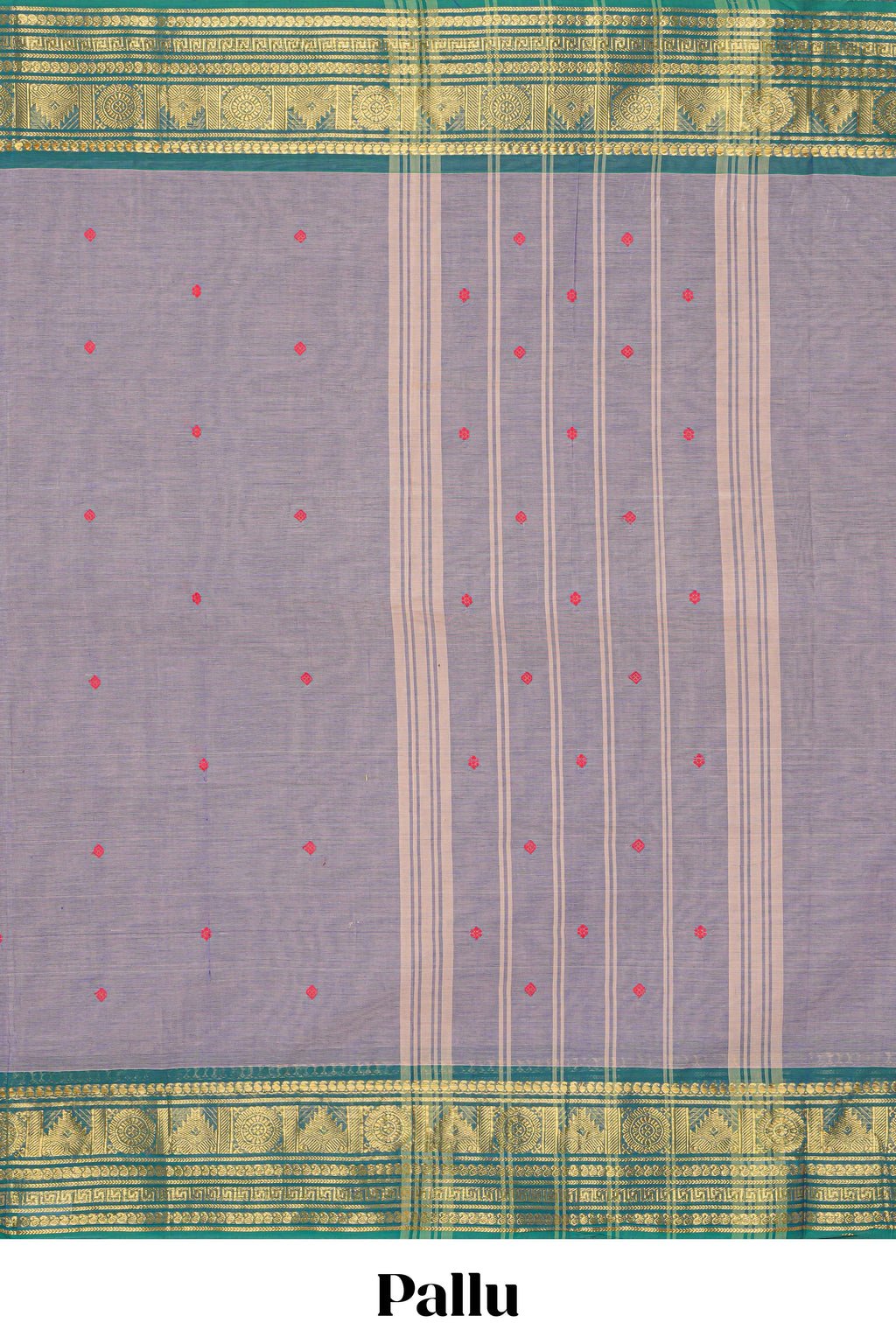 Grey colour chettinad cotton saree all over thread butta with contrast border and matching pallu along with blouse