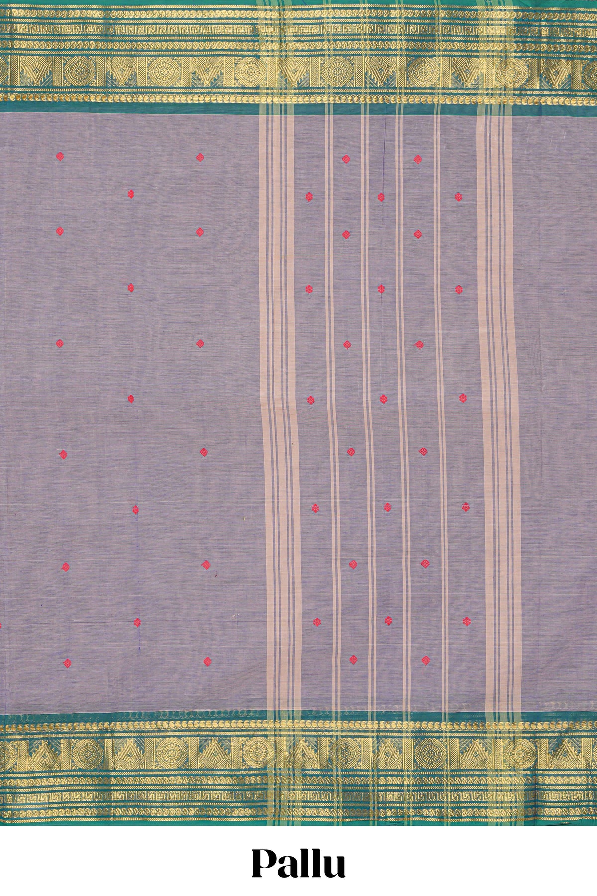 Grey colour chettinad cotton saree all over thread butta with contrast border and matching pallu along with blouse
