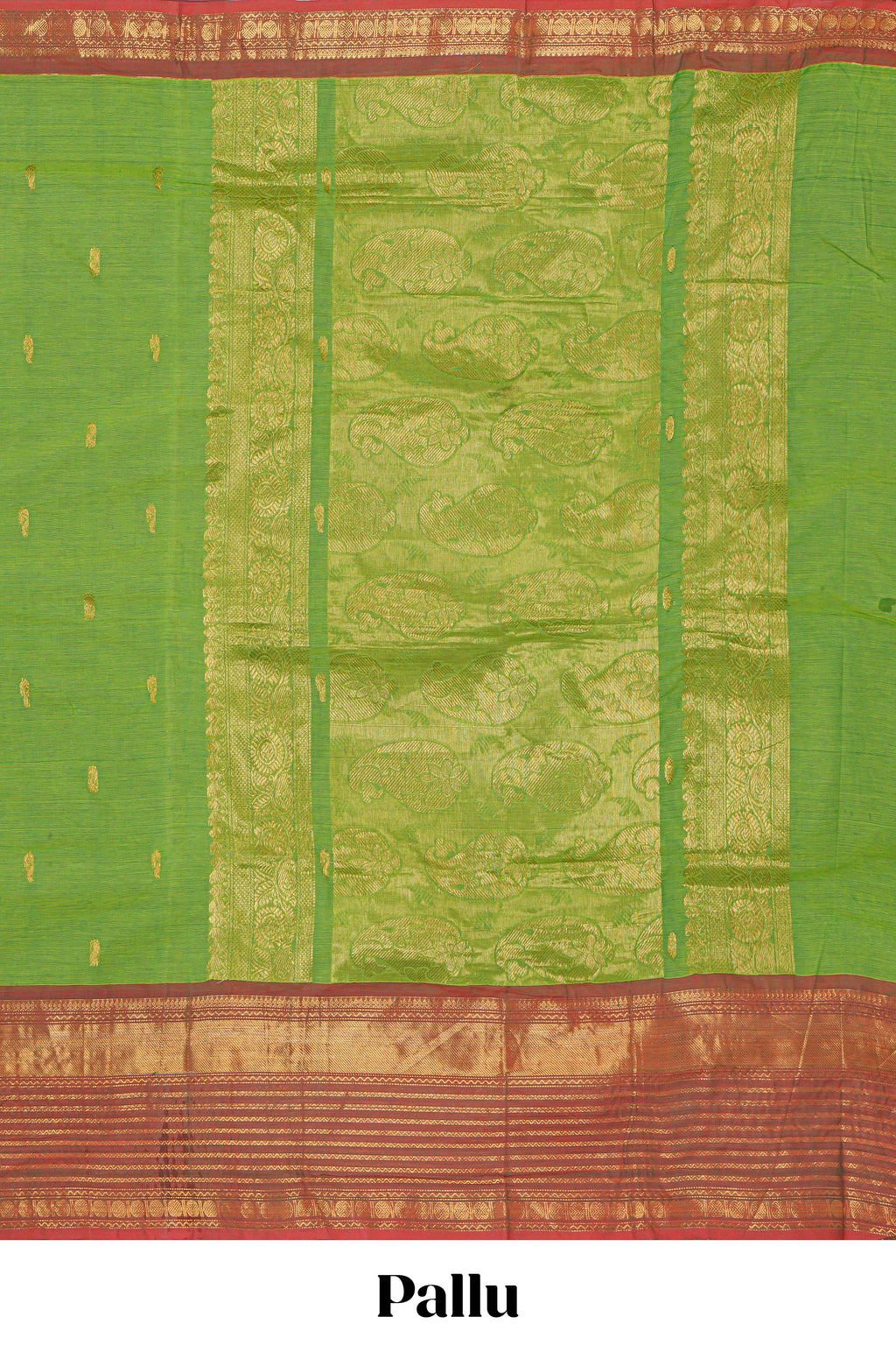 Parrot  green colour chettinad cotton saree all over thread butta with contrast border and matching pallu along with blouse