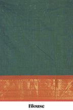 Bottle green colour chettinad cotton saree all over thread butta with contrast border and zari pallu along with blouse