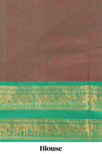 Brown butta chettinad cotton saree with contrast bentex border and matching blouse