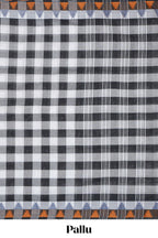 Black and white colour chettinad cotton saree  with self border and self pallu along with blouse piece
