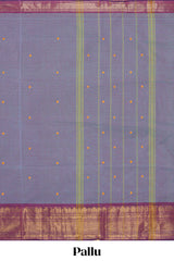 Lavender colour chettinad cotton saree all over thread butta with contrast border and self pallu along with blouse piece