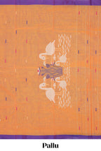 Orange colour chettinad cotton saree all over thread butta with contrast border and embroidered pallu along with blouse piece