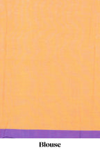 Orange colour chettinad cotton saree all over thread butta with contrast border and embroidered pallu along with blouse piece