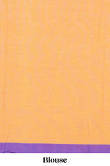 Orange colour chettinad cotton saree all over thread butta with contrast border and embroidered pallu along with blouse piece
