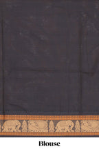 Red colour chettinad cotton saree plain body with contrast border and contrast pallu along with blouse piece