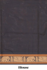 Red colour chettinad cotton saree plain body with contrast border and contrast pallu along with blouse piece