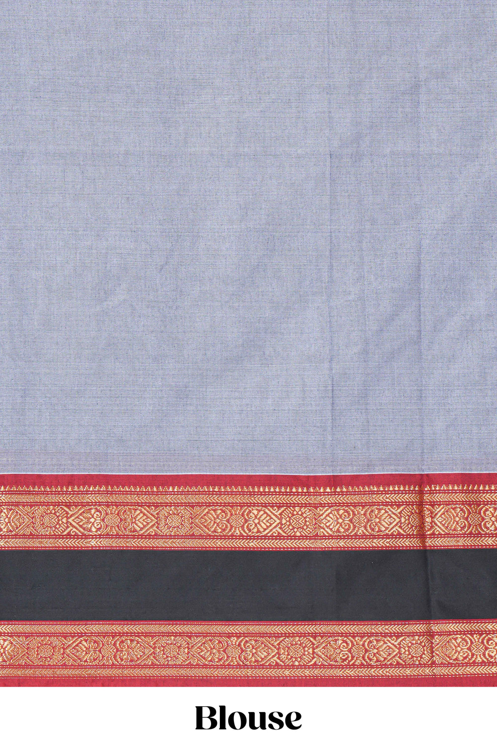Grey colour chettinad cotton saree plain body with contrast border and self pallu along with blouse piece